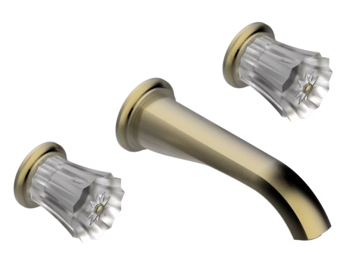 На изображении товар Cмеситель THG Mille Nuits-Clear crystal, встраиваемый в стену, для раковины, на три отверстия с изливом голиаф от официального представителя в Москве