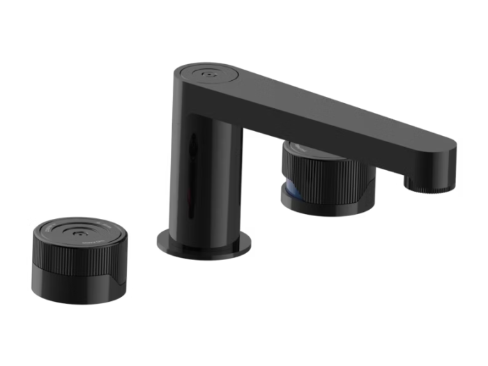 На изображении товар Смеситель для раковины THG Zoom.5 на 3 отверстия, с изливом голиаф, с донным клапаном, цвет Brown bronze PVD от официального представителя в Москве