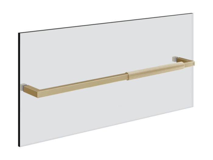 На изображении товар Полотенцедержатель Rigato Gessi Shower G, L 600 мм, для монтажа на стекле, цвет Brushed Brass PVD от официального представителя в Москве