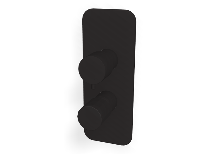 На изображении товар Смеситель для ванны/душа Carlo Frattini Spillo Tech, ручка V Collection, с переключателем на 2/3 потребителя, Н-260 мм, внешняя часть, цвет чёрный матовый от официального представителя в Москве