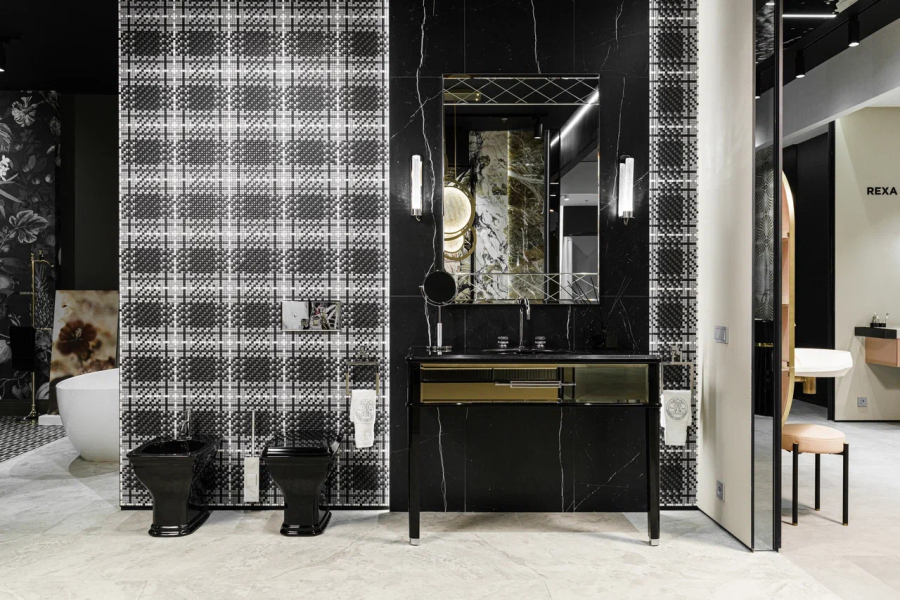 Консоль Oasis Riviere 1220х560х880 мм, корпус Lucido Nero, фасад Specchio Bronzato, отделка хром