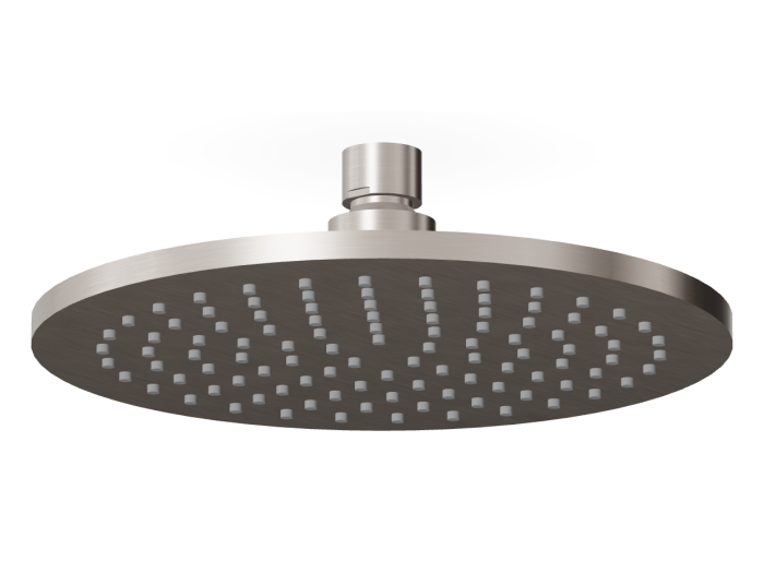 На изображении товар Верхний душ Zucchetti Shower, латунь, D-200 мм, фиксированная струя с системой защиты от накипи, толщина 8 мм, цвет Brushed Nickel от официального представителя в Москве