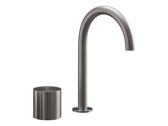 На изображении товар Смеситель для раковины CEA Design Opus, прогрессивный, на 2 отверстия, поворотный излив H. 245 мм, сталь, цвет сатинированное светлое золото от официального представителя в Москве