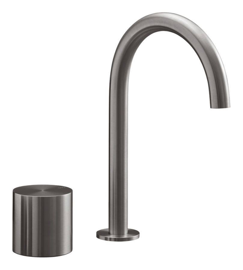 Смеситель для раковины CEA Design Opus, прогрессивный, на 2 отверстия, поворотный излив H. 245 мм, сталь, цвет сатинированное светлое золото