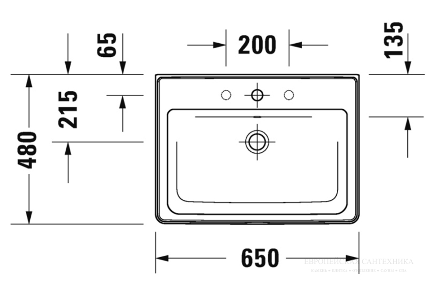 Раковина Duravit D-Neo, подвесная, 650x480 мм, с переливом, 1 отверстие под смеситель, цвет белый - изображение 8