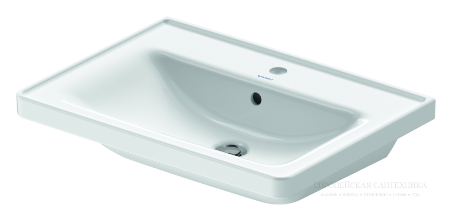 Раковина Duravit D-Neo, подвесная, 650x480 мм, с переливом, 1 отверстие под смеситель, цвет белый