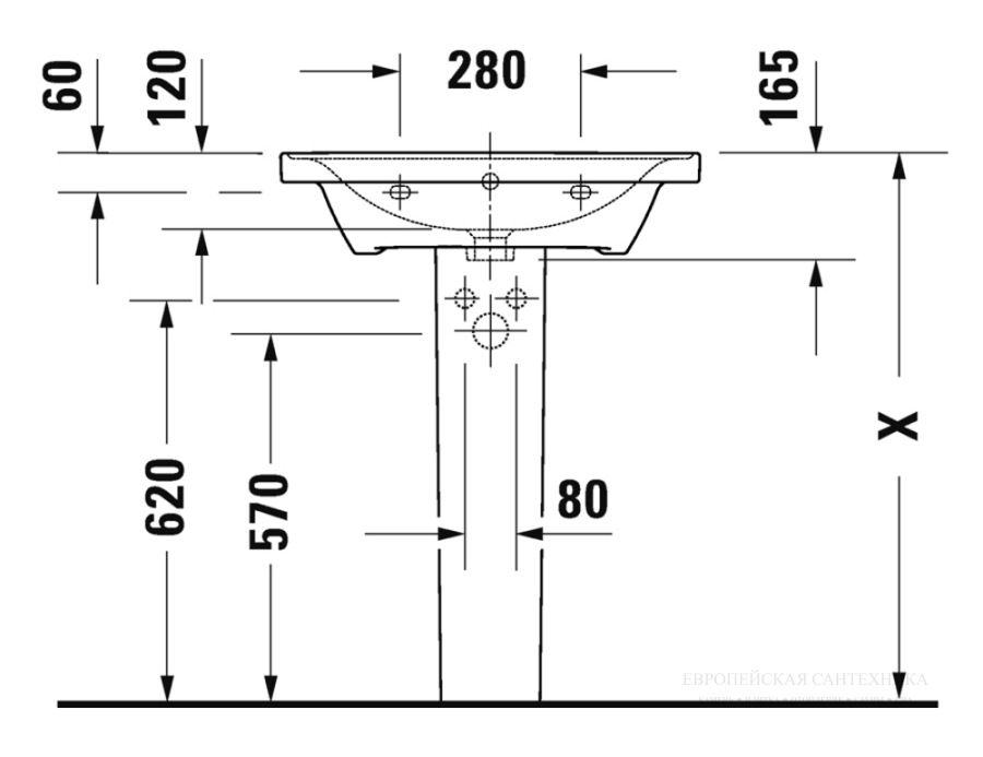 Раковина Duravit D-Neo, подвесная, 650x480 мм, с переливом, 1 отверстие под смеситель, цвет белый - изображение 10