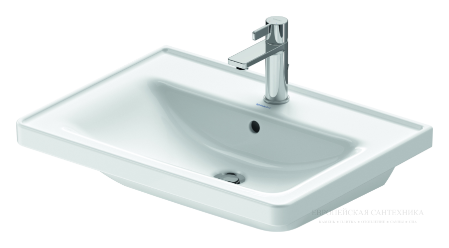 Раковина Duravit D-Neo, подвесная, 650x480 мм, с переливом, 1 отверстие под смеситель, цвет белый - изображение 1