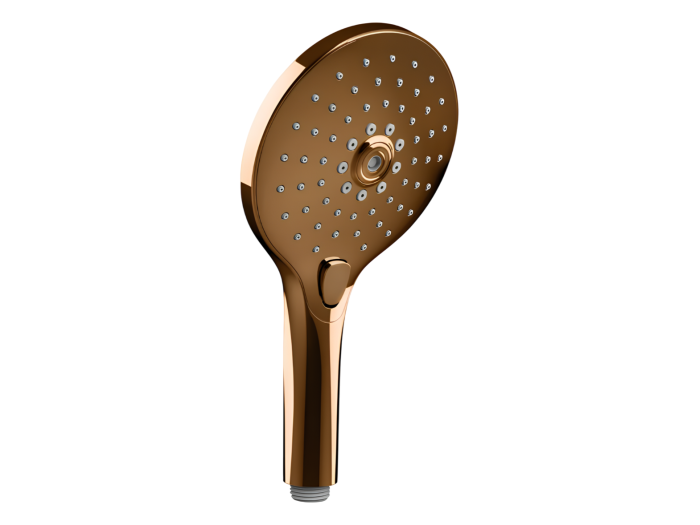 На изображении товар Душевая лейка Gessi Technical Accessories, 3-х позиционная, Ø130 мм, с кнопочным переключателем, цвет Warm Bronze PVD от официального представителя в Москве