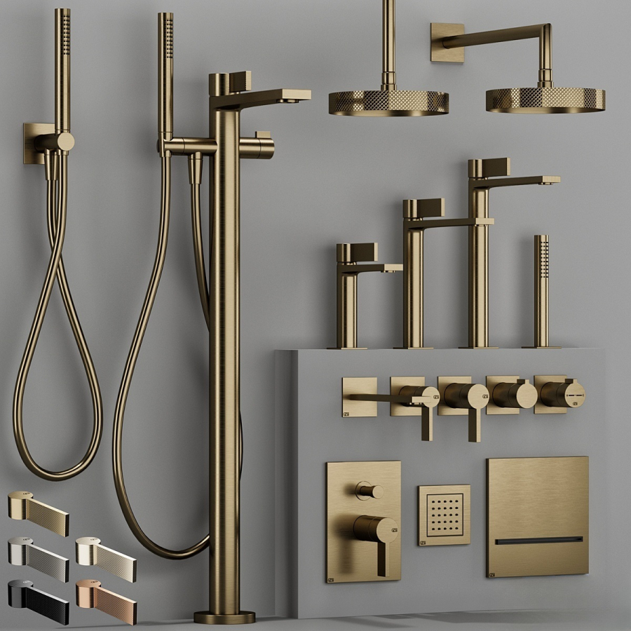 Смеситель для раковины Gessi Inverso, встраиваемый, настенный, однорычажный, на 1 выход, внешняя часть, цвет Warm Bronze Brushed PVD - изображение 1