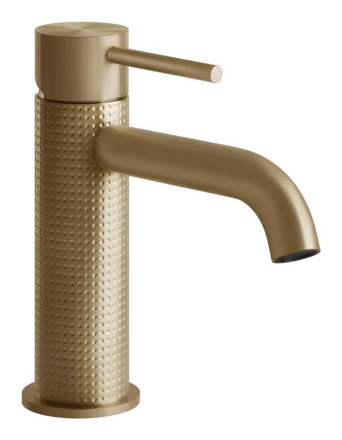 Смеситель для раковины Gessi316, однорычажный, без донного клапана, цвет Warm Bronze Brushed PVD