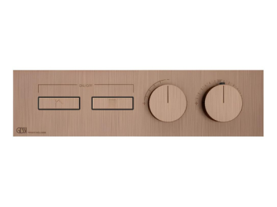 На изображении товар Термостат Gessi HI-FI, до 2-х функций одновременно, встраиваемый, внешняя часть, цвет Copper Brushed PVD от официального представителя в Москве