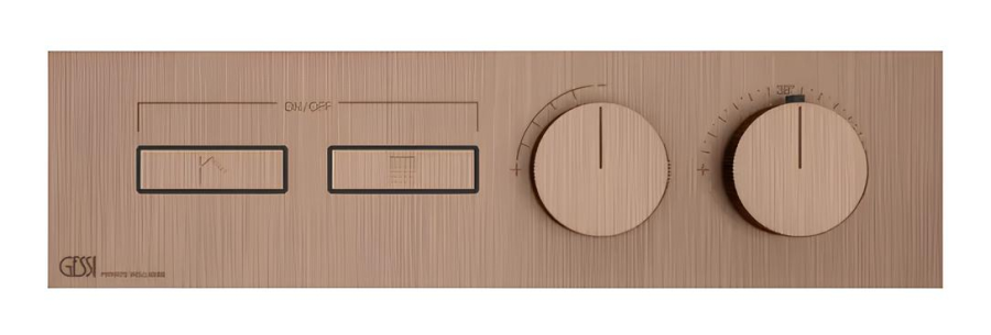 Термостат Gessi HI-FI, до 2-х функций одновременно, встраиваемый, внешняя часть, цвет Copper Brushed PVD