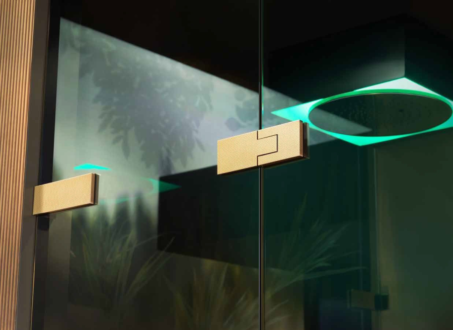 Петля стекло-стекло Gessi Shower G, для душевого ограждения, угол поворота 180°, цвет Brushed Brass PVD - изображение 1