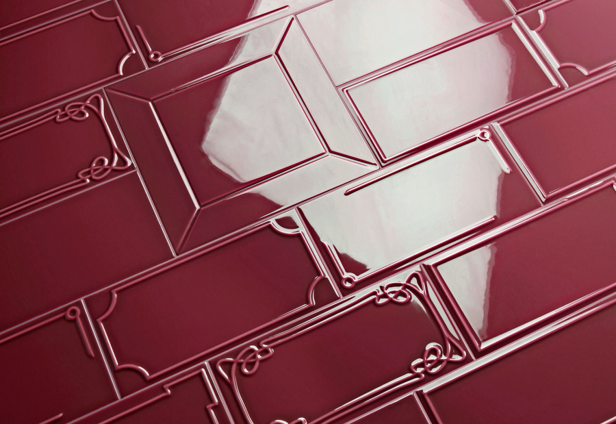 Etruria Керамическая плитка ART DÉCO 12.4X25 Vector Frame B Burgundy - изображение 1