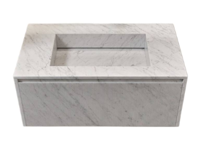 На изображении товар Тумба Antonio Lupi Piana_Stone, с интегрированной раковиной от официального представителя в Москве