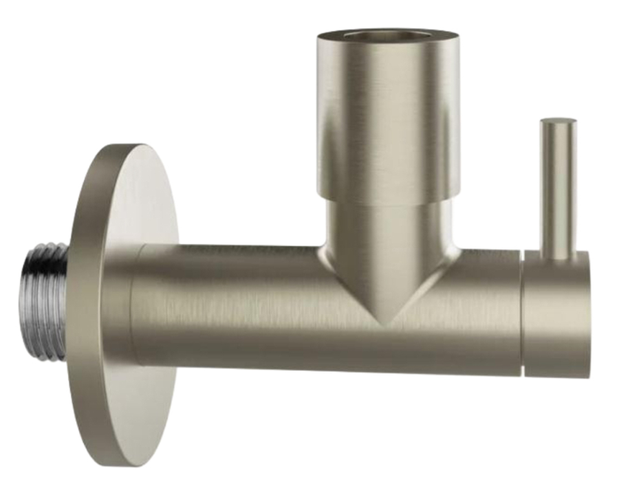 Кран-фильтр под раковину Gessi Technical Accessories, с подводом воды, L-96 мм, запорный, цвет Finox Brushed Nickel
