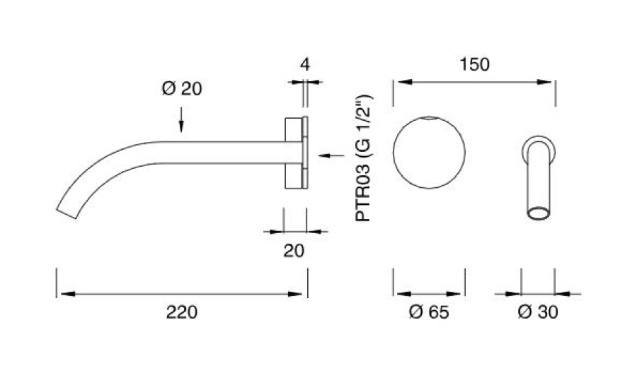 Смеситель для раковины CEA Design Giotto, прогрессивный, настенный, на 2 отверстия, излив L. 220 мм, внешняя часть, цвет Black Diamond сатинированный - изображение 5