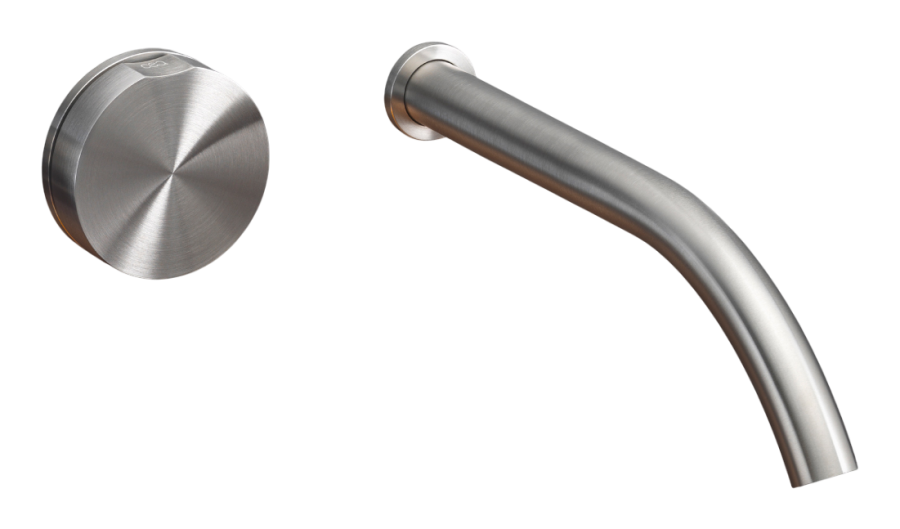 Смеситель для раковины CEA Design Giotto, прогрессивный, настенный, на 2 отверстия, излив L. 220 мм, внешняя часть, цвет Black Diamond сатинированный