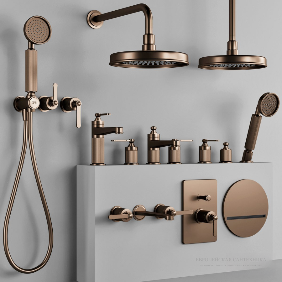 Верхний душ Gessi Venti20, Ø200 мм, для настенного крепления, поворотный, цвет Copper Brushed PVD - изображение 1