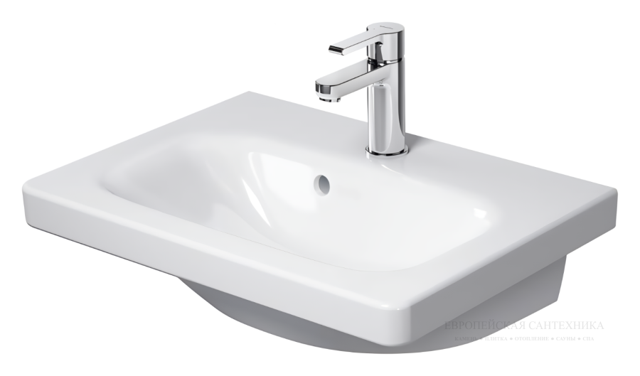 Раковина Duravit DuraStyle для мебели, 635х400 мм, с переливом, 1 отверстие под смеситель, цвет белый