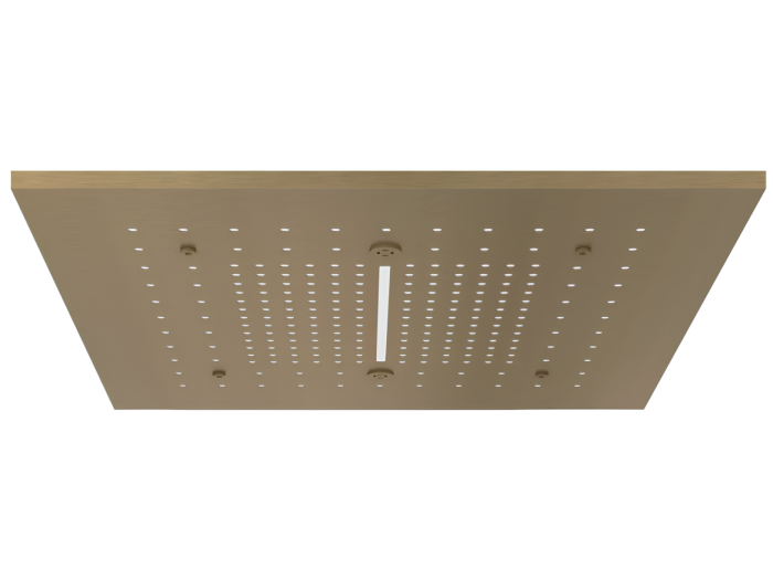 На изображении товар Накладная панель верхнего душа Gessi Afilo, 500x500 мм, внешняя часть, цвет Antique Brass от официального представителя в Москве