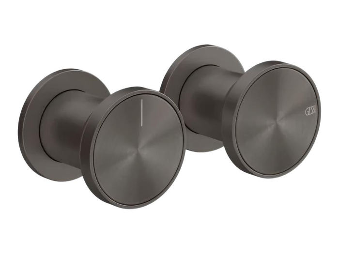 На изображении товар Смеситель Gessi Origini, настенный, на 2 выхода, с переключателем, внешние части, цвет Black Metal Brushed PVD от официального представителя в Москве