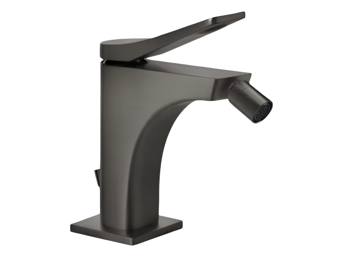 На изображении товар Смеситель для биде Gessi Rilievo, 50x147 мм, однорычажный, с донным клапаном, цвет Black Metal Brushed PVD от официального представителя в Москве