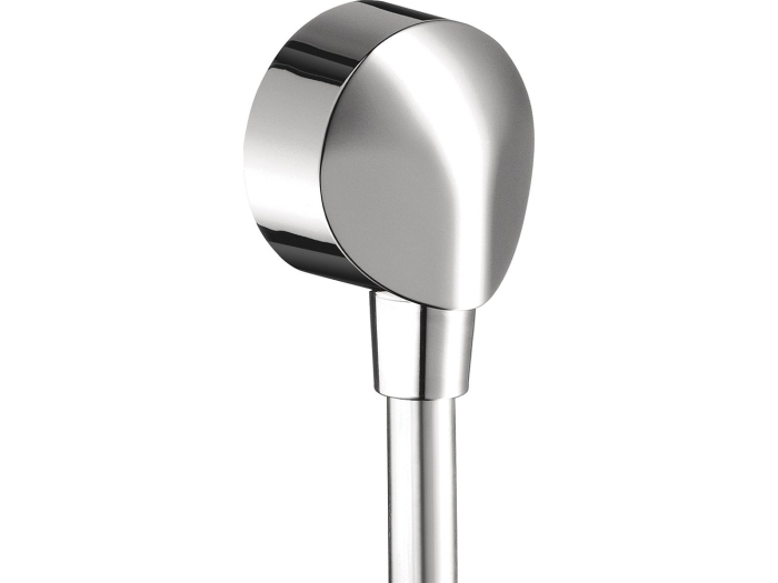 На изображении товар Шланговое подсоединение Hansgrohe Fixfit Е 1/2’, без обратного клапана, для настенного монтажа, цвет хром от официального представителя в Москве