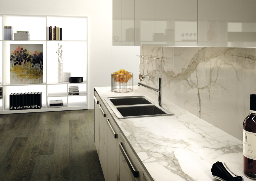 FMG Maxfine Керамогранит Marmi Calacatta block A lucidato 300x150 - изображение 4