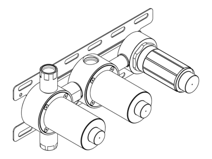 На изображении товар Скрытая часть CEA Design Built-in Parts, для настенного термостатического смесителя на 3 отверстия от официального представителя в Москве
