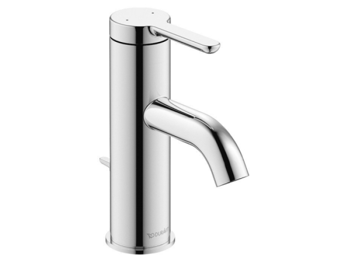На изображении товар Смеситель для раковины Duravit C.1 однорычажный, h-155 мм, с донным клапаном, цвет хром от официального представителя в Москве