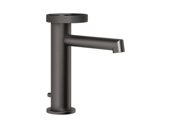 На изображении товар Смеситель для раковины Gessi Anello, низкий, с донным клапаном, цвет Black Metal Brushed PVD от официального представителя в Москве