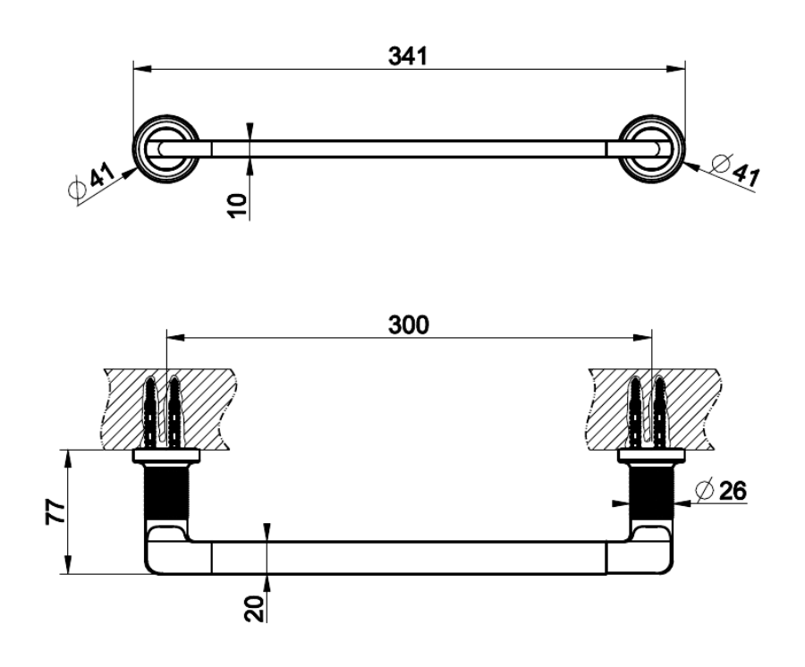Полотенцедержатель Gessi Inciso, L300 мм, настенный, цвет Finox Brushed Nickel - изображение 3