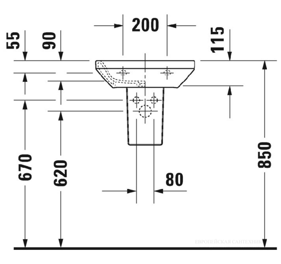 Раковина Duravit DuraStyle для рук, 450x335 мм, без перелива, с 1 отверстием под смеситель, цвет белый - изображение 3