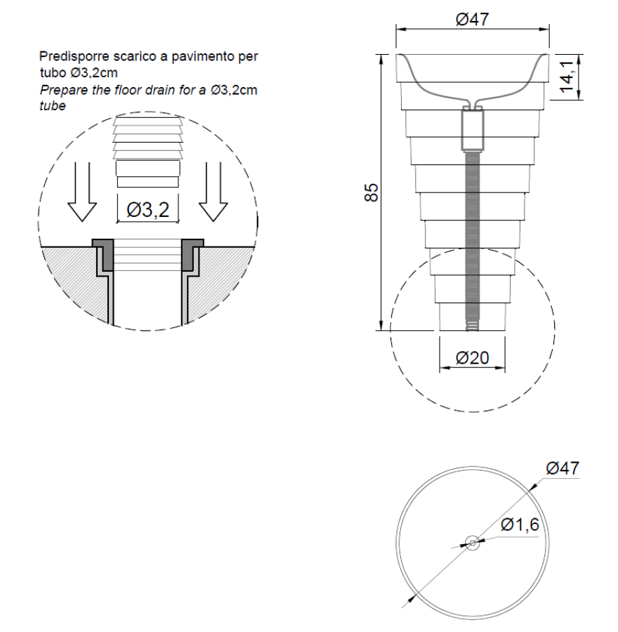 Раковина Antonio Lupi AMDL Circle Cheope, напольная, Ø470xH850 мм, в комплекте со свободным сливом в пол, сифоном и гибким шлангом, цвет Satin Bronze - изображение 4