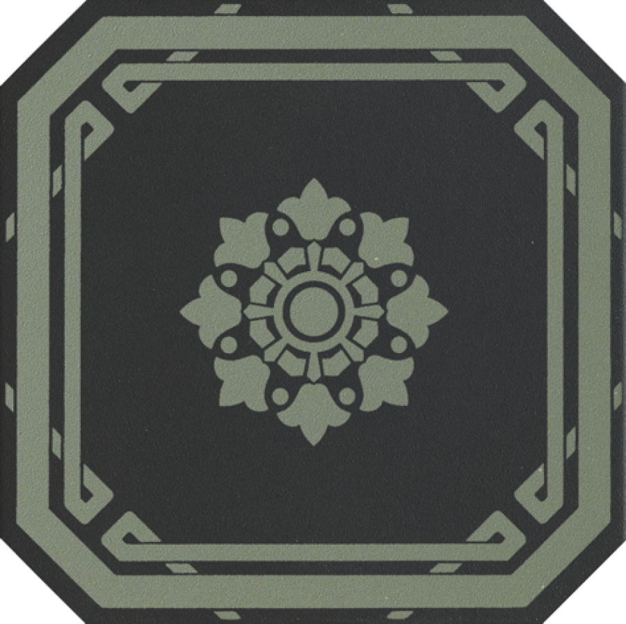 CERAMICHE GRAZIA Керамогранит OLD ENGLAND OTTAGONO DECORO BLACK 20X20 BATH
