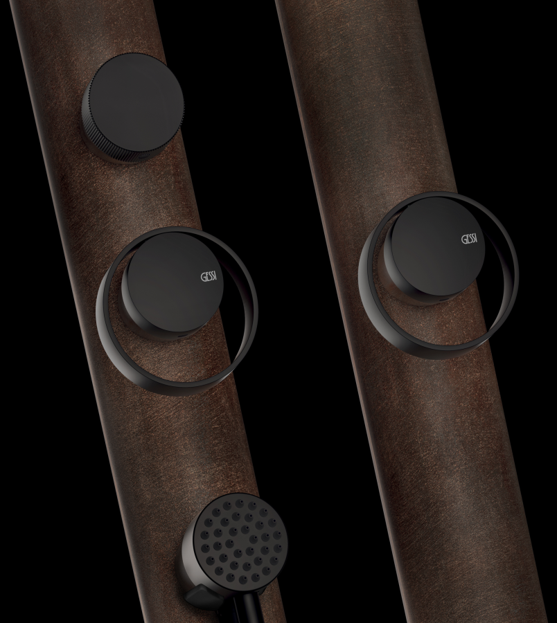 Душевая стойка Gessi Outdoor, уличная, ручка, ручной душ и переключатель, внешняя часть, цвет Corten - изображение 2