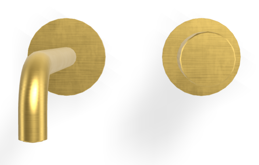 Смеситель для раковины Carlo Frattini Spillo Tech, ручка X Collection, настенный, с донным клапаном Click-Clack, излив 200 мм, внешняя часть, цвет брашированное золото - изображение 1