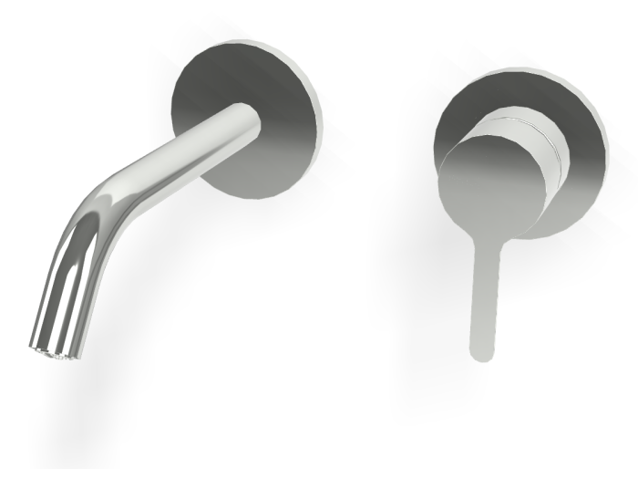 На изображении товар Смеситель для раковины Carlo Frattini Snap, настенный, однорычажный, с донным клапаном Click-Clack, излив 158 мм, внешняя часть, цвет хром от официального представителя в Москве