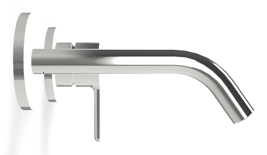 Смеситель для раковины Carlo Frattini Snap, настенный, однорычажный, с донным клапаном Click-Clack, излив 158 мм, внешняя часть, цвет хром - изображение 2
