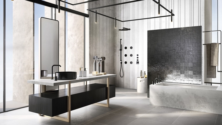 Штанга Gessi 316, настенная, с душевой лейкой, h828 мм, цвет Steel Brushed