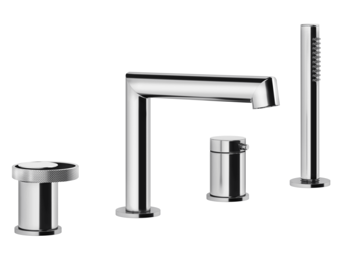 На изображении товар Cмеситель для ванны Gessi Anello, с изливом и ручным душем, цвет Chrome от официального представителя в Москве