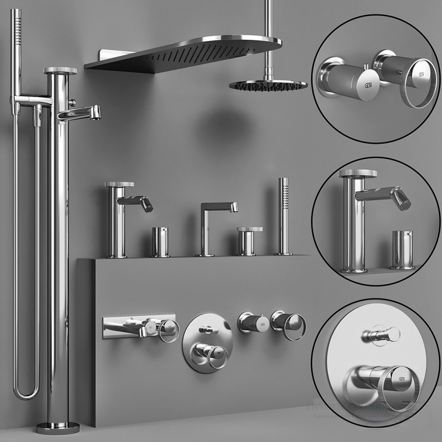 Cмеситель для ванны Gessi Anello, с изливом и ручным душем, цвет Chrome