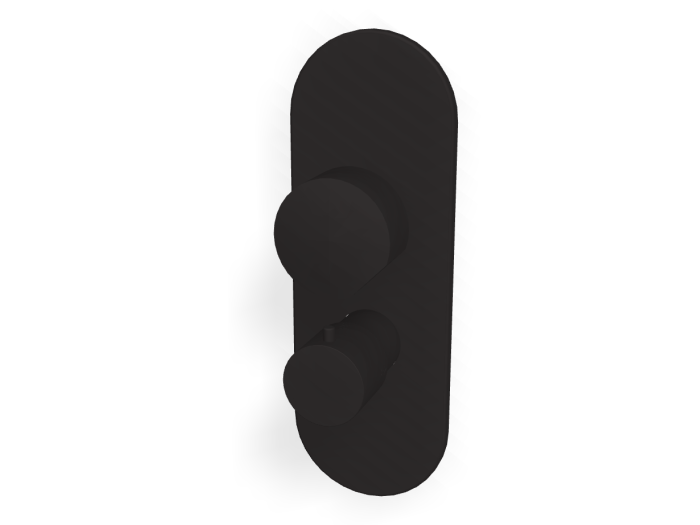 На изображении товар Термостат Carlo Frattini SO, без ручки, с переключателем на 2/3 потребителя, Н-290 мм, внешняя часть, цвет чёрный матовый от официального представителя в Москве