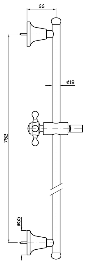 Душевая штанга Zucchetti Agora, с регулируемым кронштейном, h800 мм, цвет хром - изображение 2