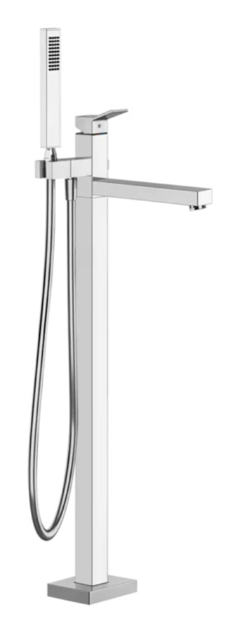 Cмеситель для ванны Gessi Rettangolo К, напольный, с душевой лейкой, внешняя часть, цвет Chrome