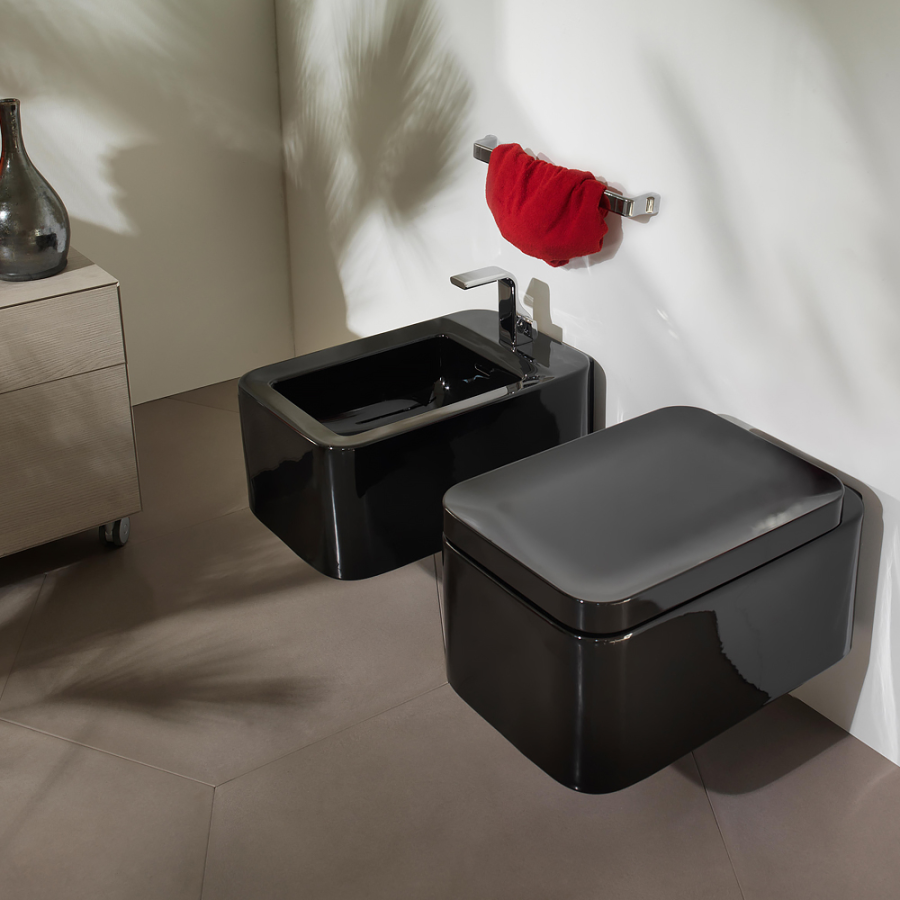 Сиденье для унитаза Flaminia Nile, 480х350 мм, быстросъёмное, с механизмом плавного закрывания soft-closing, цвет Carbone - изображение 2