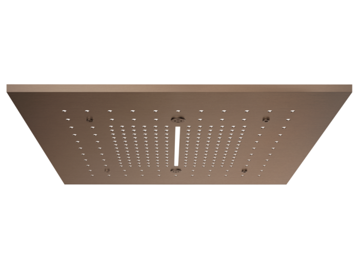 На изображении товар Накладная душевая панель Gessi 500х500 мм для многофункциональной душевой системы, цвет Copper Brushed PVD от официального представителя в Москве