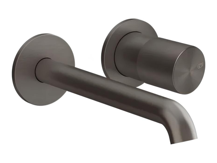 На изображении товар Смеситель для раковины Gessi Habito, встраиваемый, 2 отверстия, настенный, внешняя часть, цвет Black Metal Brushed PVD от официального представителя в Москве